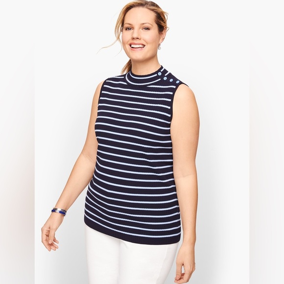 NWT - Talbots Sleeveless Mock Neck Striped Sweater - Size XL - Picture 3 of 3